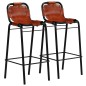 vidaXL Set muebles bar 3 piezas madera maciza reciclada y cuero cabra 