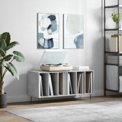 vidaXL Mueble discos madera contrachapada gris hormigón 100x38x48 cm