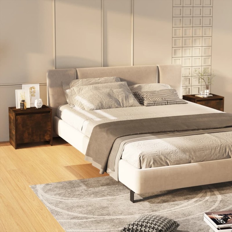 vidaXL Mesita noche 2 uds madera ingeniería roble ahumado 45x34x44,5cm vidaXL Mesita noche 2 uds madera ingeniería roble ahumado 45x34x44,5cm