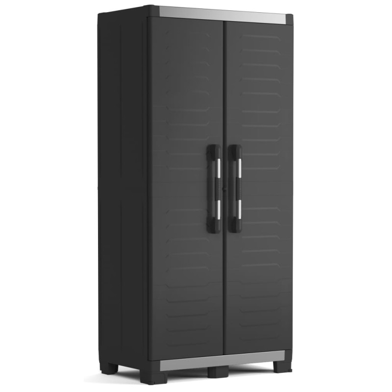Keter Armario de almacenaje de estantes Garage XL negro plateado 182cm Keter Armario de almacenaje de estantes Garage XL negro plateado 182cm
