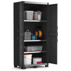 Keter Armario de almacenaje de estantes Garage XL negro plateado 182cm