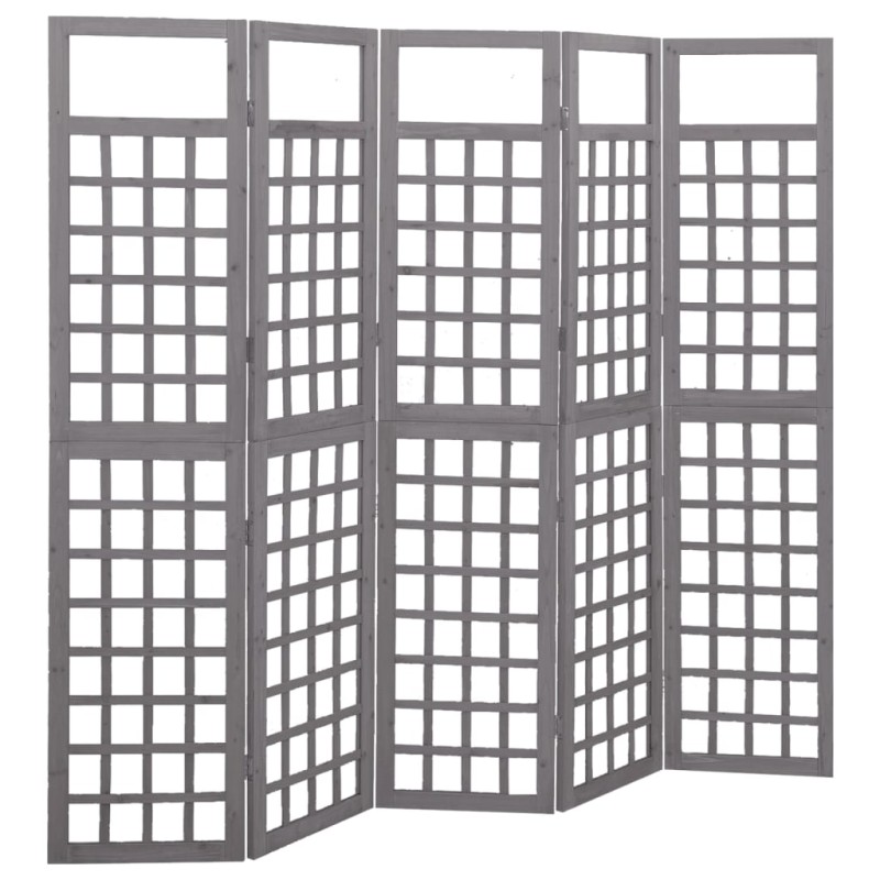 vidaXL Biombo/Enrejado de 5 paneles madera de abeto gris 201,5x180 cm vidaXL Biombo/Enrejado de 5 paneles madera de abeto gris 201,5x180 cm