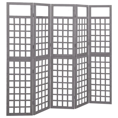 vidaXL Biombo/Enrejado de 5 paneles madera de abeto gris 201,5x180 cm