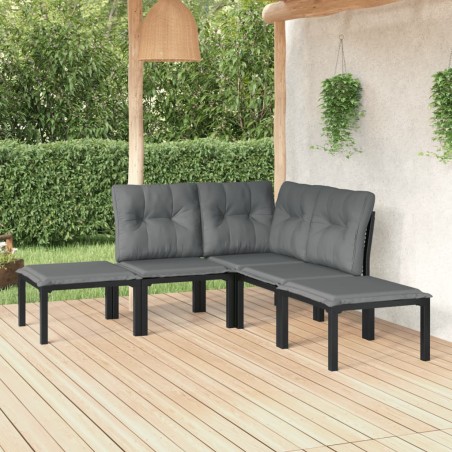 vidaXL Juego de muebles de jardín 5 pzas ratán sintético negro y gris