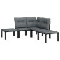 vidaXL Juego de muebles de jardín 5 pzas ratán sintético negro y gris