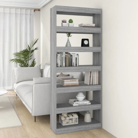 vidaXL Estantería/divisor madera ingeniería gris Sonoma 80x30x198 cm