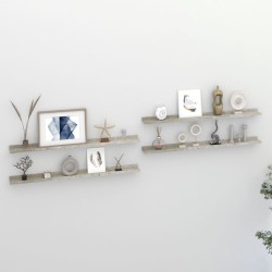 vidaXL Estantes de pared 4 unidades gris hormigón 100x9x3 cm