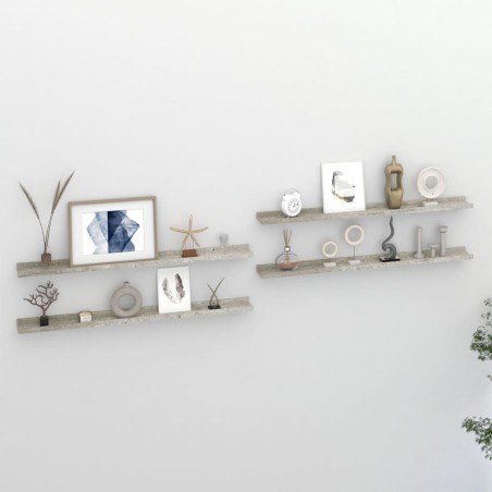 vidaXL Estantes de pared 4 unidades gris hormigón 100x9x3 cm