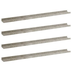 vidaXL Estantes de pared 4 unidades gris hormigón 100x9x3 cm