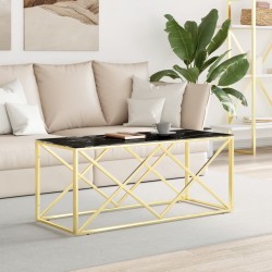 vidaXL Mesa de centro acero inoxidable y vidrio 110x45x45 cm