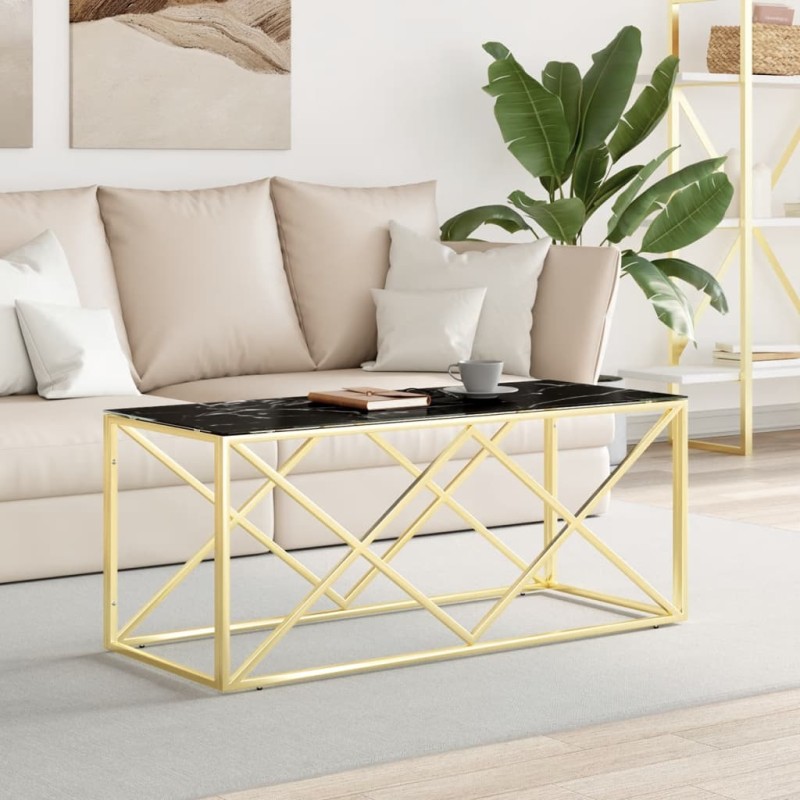 vidaXL Mesa de centro acero inoxidable y vidrio 110x45x45 cm vidaXL Mesa de centro acero inoxidable y vidrio 110x45x45 cm