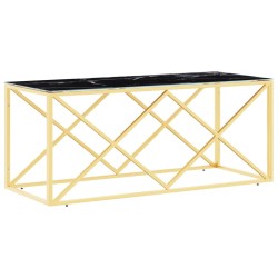 vidaXL Mesa de centro acero inoxidable y vidrio 110x45x45 cm