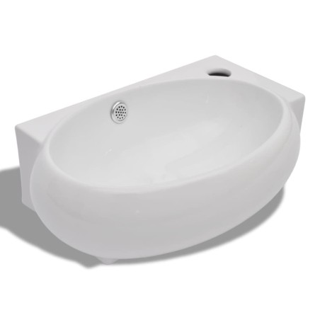 vidaXL Lavabo con hueco de grifo y rebosadero cerámica blanco
