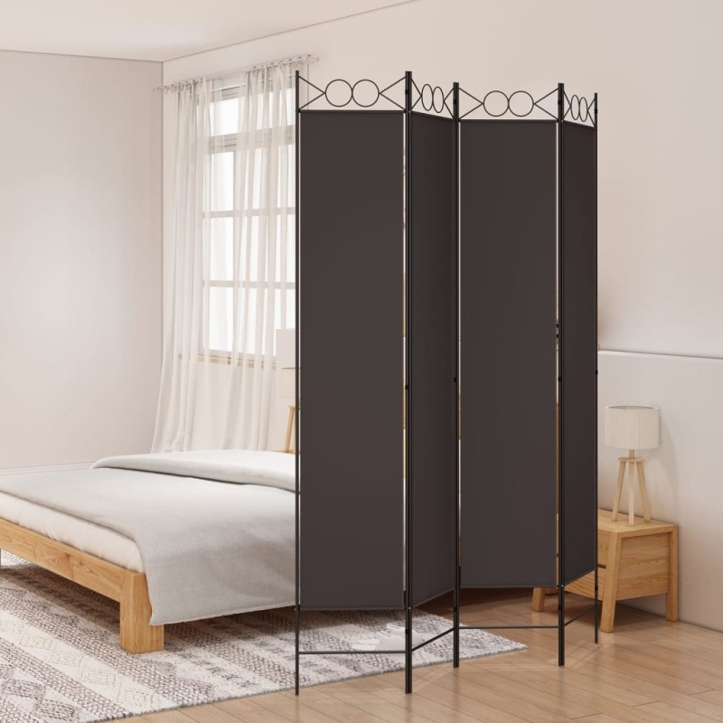vidaXL Biombo divisor de 4 paneles de tela marrón 160x220 cm vidaXL Biombo divisor de 4 paneles de tela marrón 160x220 cm