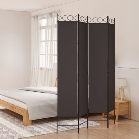  vidaXL Biombo divisor de 4 paneles de tela marrón 160x220 cm