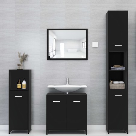 vidaXL Juego de muebles de baño 4 piezas madera ingeniería negro