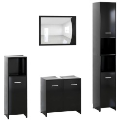 vidaXL Juego de muebles de baño 4 piezas madera ingeniería negro