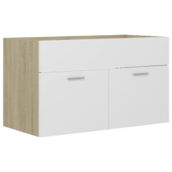 vidaXL Armario para lavabo contrachapada blanco roble 80x38,5x46 cm