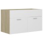 vidaXL Armario para lavabo contrachapada blanco roble 80x38,5x46 cm vidaXL Armario para lavabo contrachapada blanco roble 80x38,5x46 cm