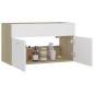 vidaXL Armario para lavabo contrachapada blanco roble 80x38,5x46 cm vidaXL Armario para lavabo contrachapada blanco roble 80x38,5x46 cm