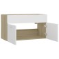 vidaXL Armario para lavabo contrachapada blanco roble 80x38,5x46 cm vidaXL Armario para lavabo contrachapada blanco roble 80x38,5x46 cm
