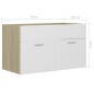 vidaXL Armario para lavabo contrachapada blanco roble 80x38,5x46 cm vidaXL Armario para lavabo contrachapada blanco roble 80x38,5x46 cm