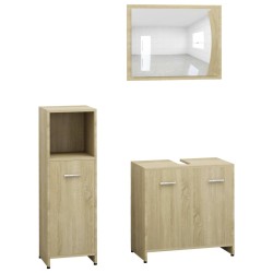 vidaXL Juego muebles de baño 3 piezas madera ingeniería roble Sonoma