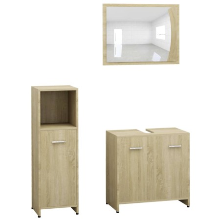 vidaXL Juego muebles de baño 3 piezas madera ingeniería roble Sonoma