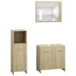 vidaXL Juego muebles de baño 3 piezas madera ingeniería roble Sonoma vidaXL Juego muebles de baño 3 piezas madera ingeniería roble Sonoma