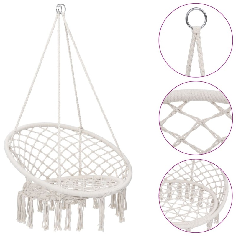 vidaXL Silla colgante hamaca columpio 80 cm beige vidaXL Silla colgante hamaca columpio 80 cm beige