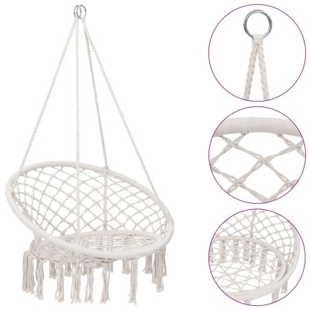 vidaXL Silla colgante hamaca columpio 80 cm beige