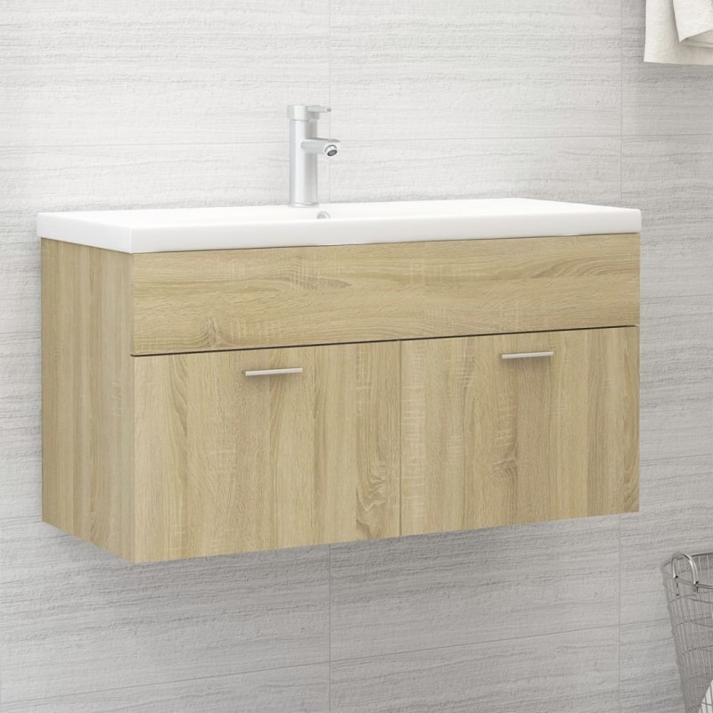 vidaXL Mueble con lavabo madera de ingeniería roble Sonoma vidaXL Mueble con lavabo madera de ingeniería roble Sonoma