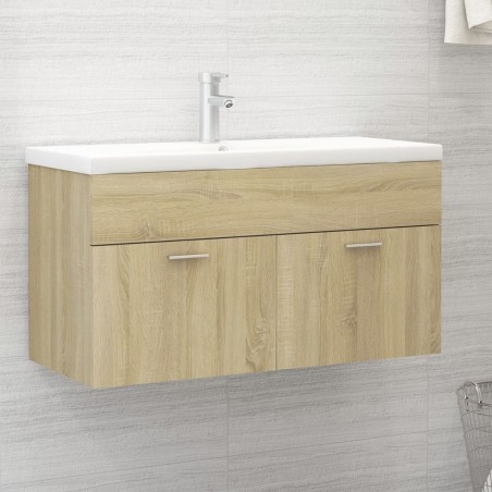 vidaXL Mueble con lavabo madera de ingeniería roble Sonoma