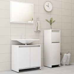 vidaXL Juego de muebles de baño 3 pzas madera ingeniería blanco brillo
