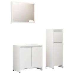 vidaXL Juego de muebles de baño 3 pzas madera ingeniería blanco brillo