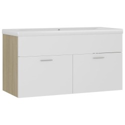 vidaXL Mueble con lavabo madera de ingeniería blanco y roble Sonoma