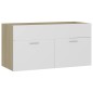 vidaXL Mueble con lavabo madera de ingeniería blanco y roble Sonoma vidaXL Mueble con lavabo madera de ingeniería blanco y roble Sonoma