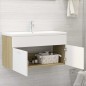 vidaXL Mueble con lavabo madera de ingeniería blanco y roble Sonoma vidaXL Mueble con lavabo madera de ingeniería blanco y roble Sonoma