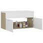 vidaXL Mueble con lavabo madera de ingeniería blanco y roble Sonoma vidaXL Mueble con lavabo madera de ingeniería blanco y roble Sonoma