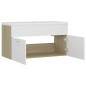vidaXL Mueble con lavabo madera de ingeniería blanco y roble Sonoma vidaXL Mueble con lavabo madera de ingeniería blanco y roble Sonoma