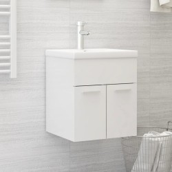 vidaXL Mueble con lavabo madera de ingeniería blanco brillante