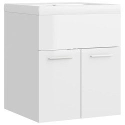 vidaXL Mueble con lavabo madera de ingeniería blanco brillante