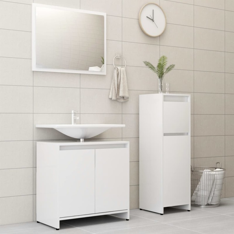 vidaXL Juego de muebles de baño 3 piezas madera ingeniería blanco vidaXL Juego de muebles de baño 3 piezas madera ingeniería blanco