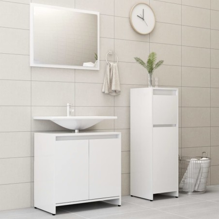 vidaXL Juego de muebles de baño 3 piezas madera ingeniería blanco