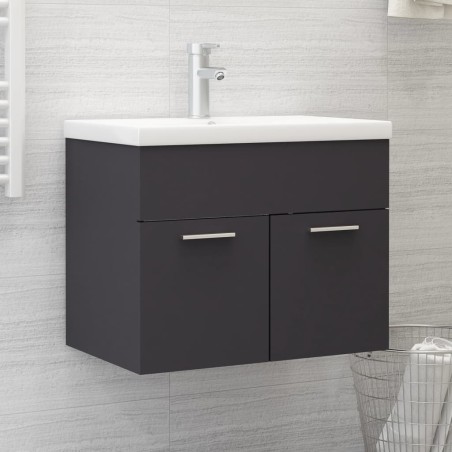 vidaXL Mueble con lavabo madera de ingeniería gris