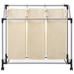 vidaXL Separador de colada con 3 bolsas acero color crema