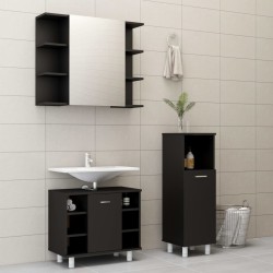 vidaXL Juego de muebles de baño 3 pzas madera ingeniería negro
