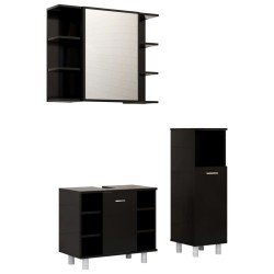 vidaXL Juego de muebles de baño 3 pzas madera ingeniería negro