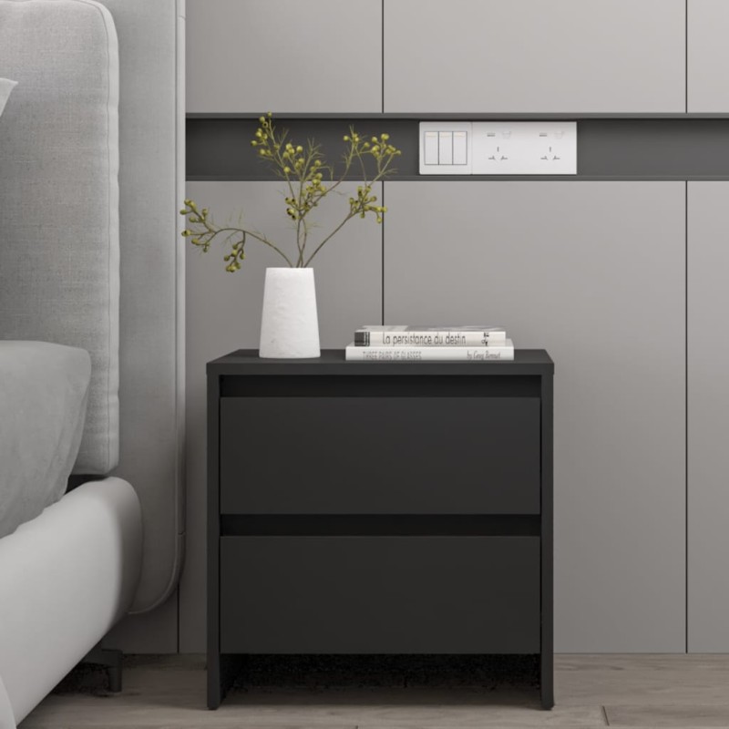 vidaXL Mesita de noche madera de ingeniería negro 45x34,5x44,5 cm vidaXL Mesita de noche madera de ingeniería negro 45x34,5x44,5 cm