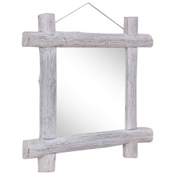 vidaXL Espejo de troncos de madera maciza reciclada blanca 70x70 cm